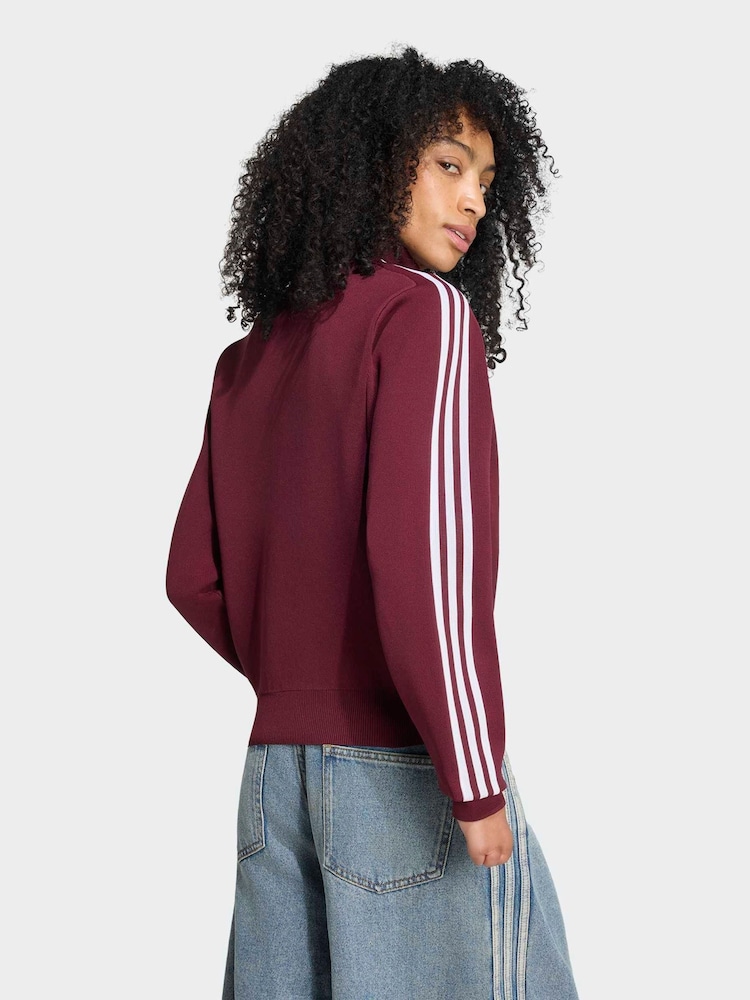 adidas Originals Maroon Red Knit Slim Fit Track Jacket - Image 2 of 5