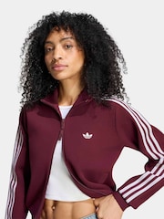 adidas Originals Maroon Red Knit Slim Fit Track Jacket - Image 4 of 5