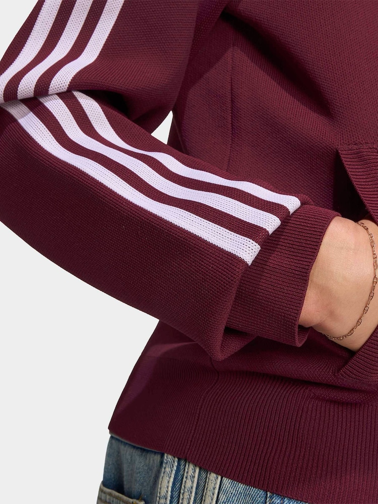 adidas Originals Maroon Red Knit Slim Fit Track Jacket - Image 5 of 5