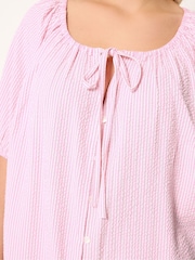Yours Curve Pink Stripe Boho Blouse - Image 4 of 5