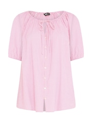 Yours Curve Pink Stripe Boho Blouse - Image 5 of 5