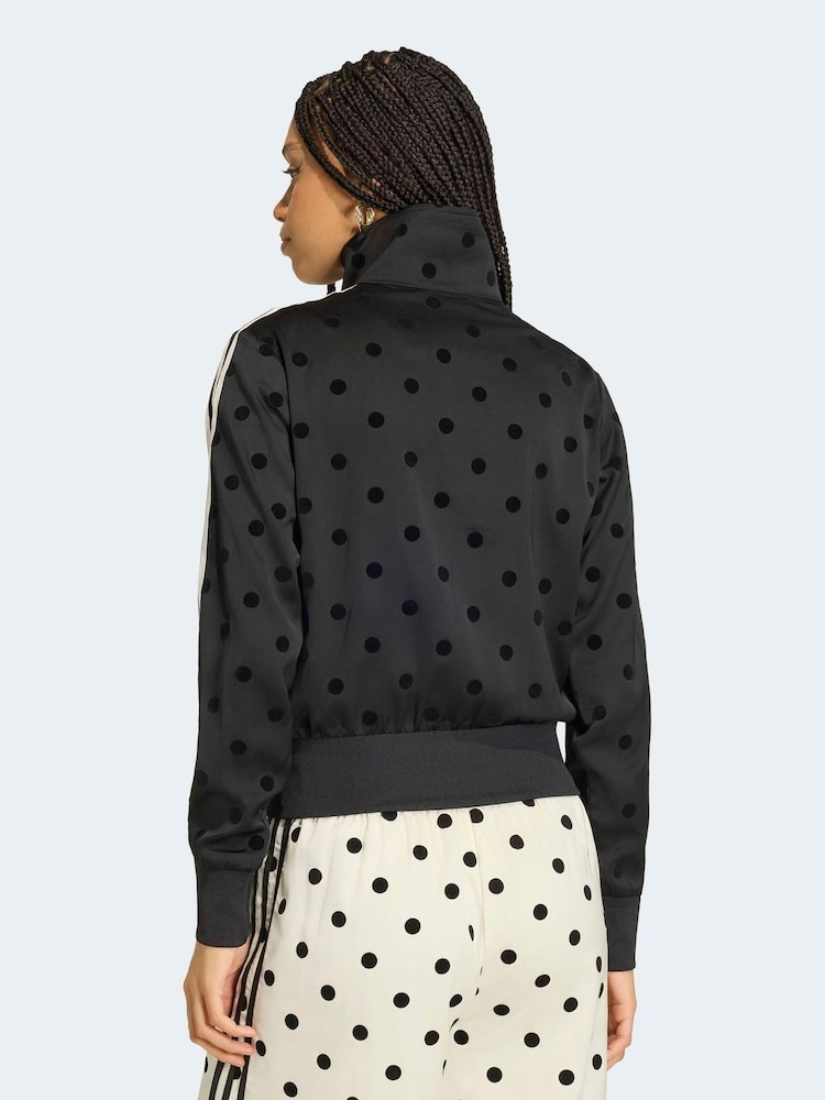 adidas Originals Black Polka Dot Firebird Satin Track Top Jacket - Image 2 of 6 adidas Originals Black Polka Dot Firebird Satin Track Top Jacket - Image 2 of 6