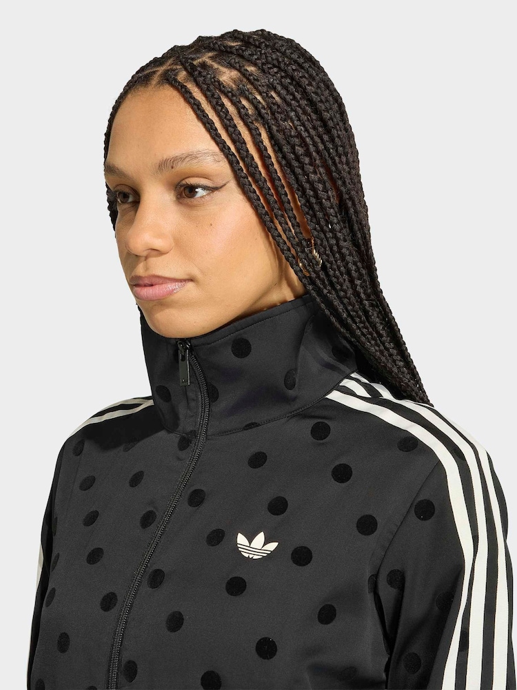 adidas Originals Black Polka Dot Firebird Satin Track Top Jacket - Image 4 of 4 adidas Originals Black Polka Dot Firebird Satin Track Top Jacket - Image 4 of 4