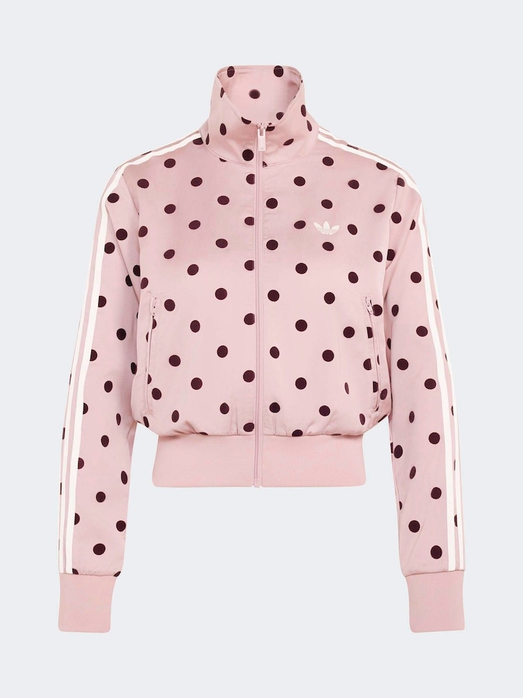 adidas Originals Dusky Pink Polka Dot Firebird Satin Track Top Jacket - Image 6 of 6
