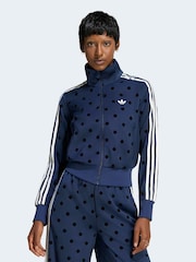 adidas Originals Indigo Blue Polka Dot Firebird Satin Track Top Jacket - Image 1 of 5