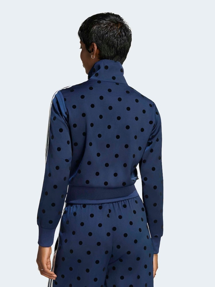 adidas Originals Indigo Blue Polka Dot Firebird Satin Track Top Jacket - Image 2 of 5 adidas Originals Indigo Blue Polka Dot Firebird Satin Track Top Jacket - Image 2 of 5