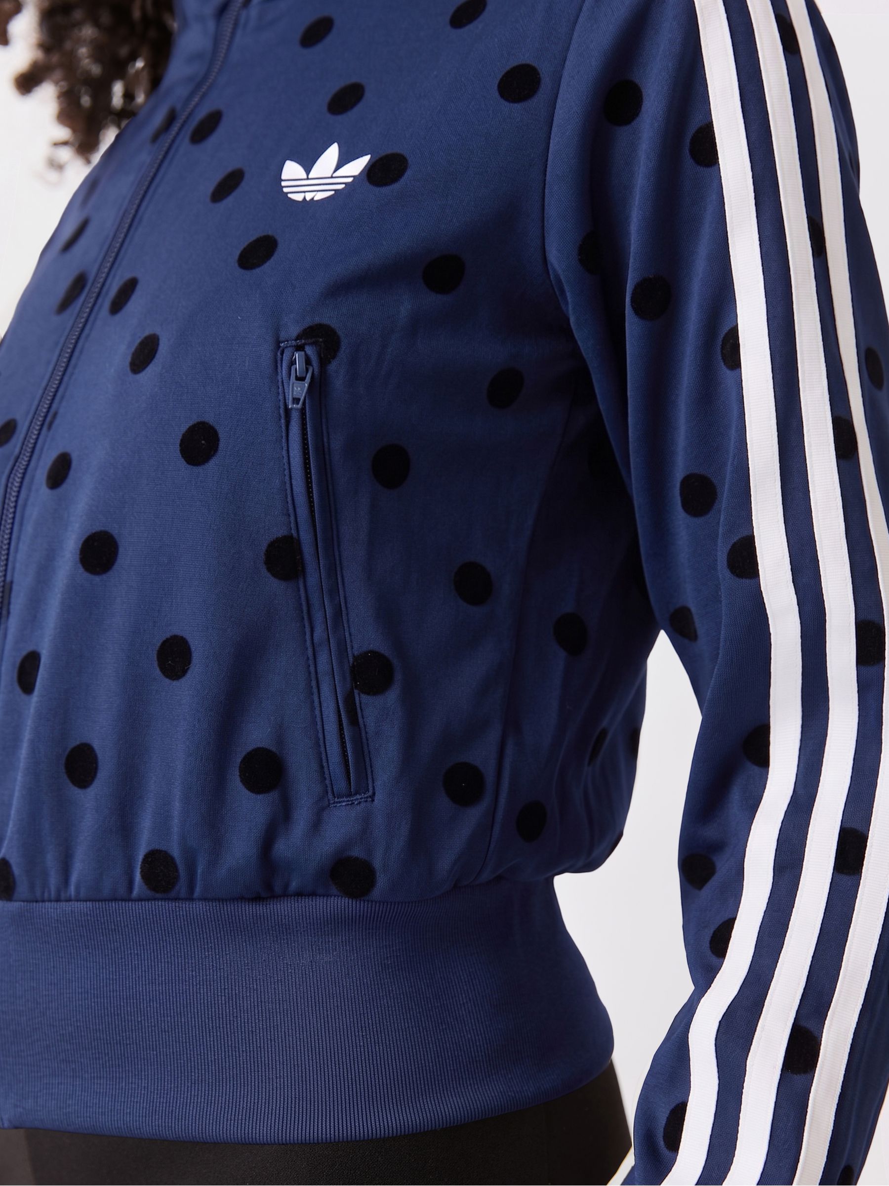 Buy adidas Originals Indigo Blue Polka Dot Firebird Satin Track