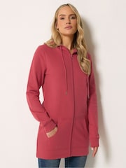 Long Tall Sally Red Longline Zip Through Hoodie - Image 1 of 5