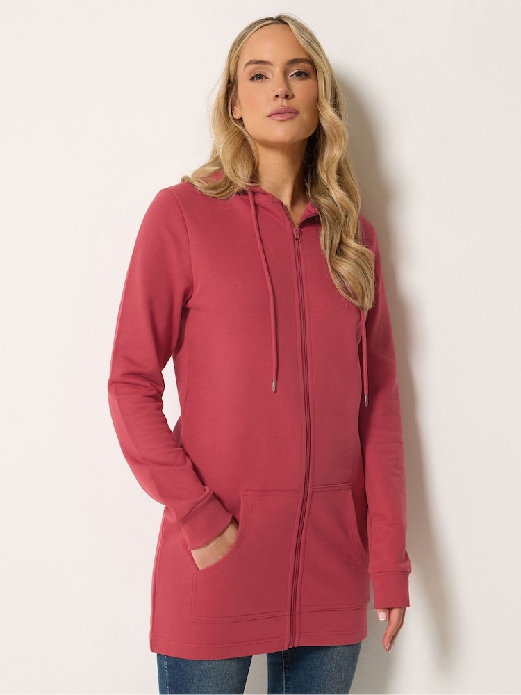 Long Tall Sally Red Longline Zip Through Hoodie - Image 1 of 5