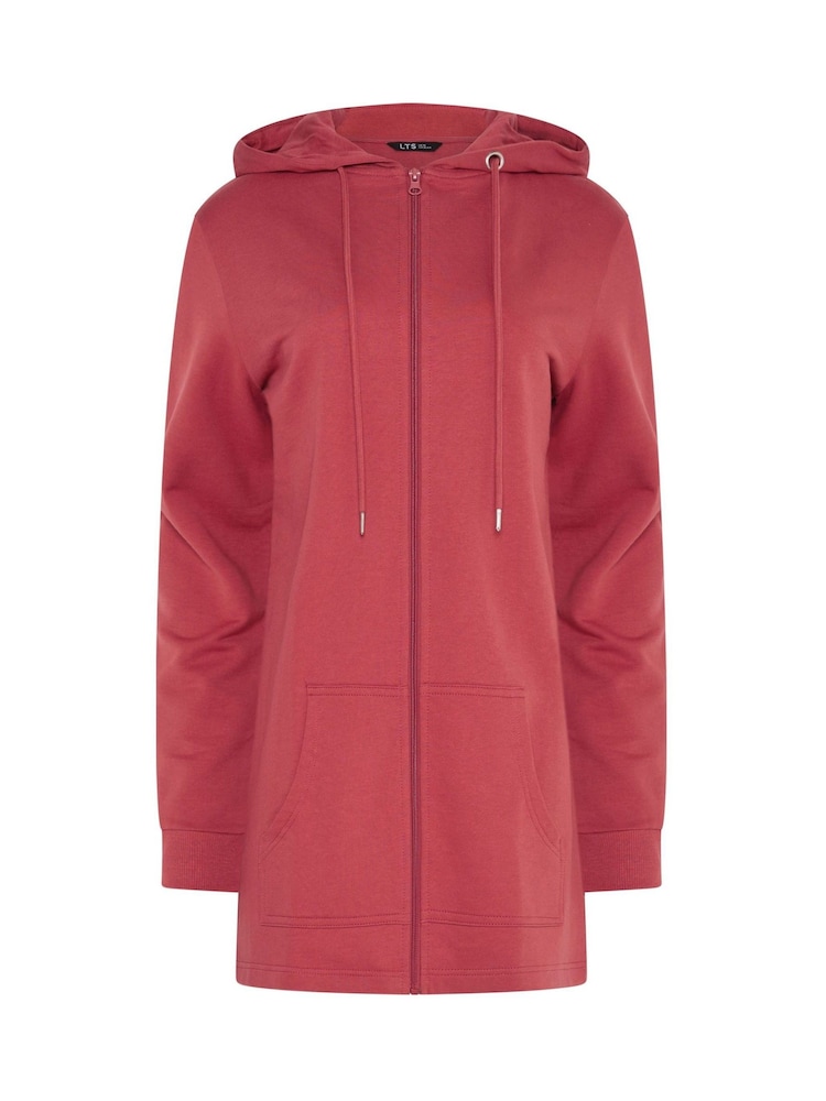 Long Tall Sally Red Longline Zip Through Hoodie - Image 5 of 5