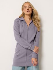 Long Tall Sally Lilac Purple Longline Zip Through Hoodie - Image 1 of 5