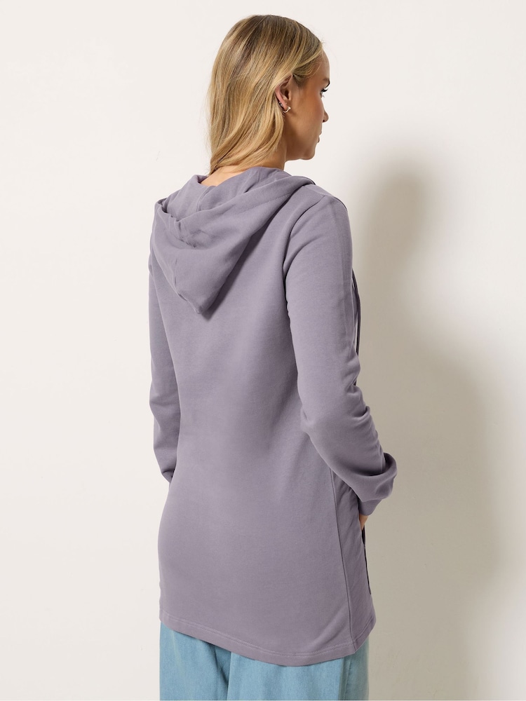 Long Tall Sally Lilac Purple Longline Zip Through Hoodie - Image 2 of 5
