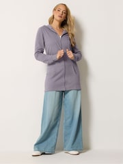Long Tall Sally Lilac Purple Longline Zip Through Hoodie - Image 3 of 5