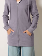 Long Tall Sally Lilac Purple Longline Zip Through Hoodie - Image 4 of 5