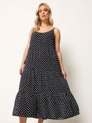 Yours Curve Black Tiered Maxi Dress - Image 1 of 5