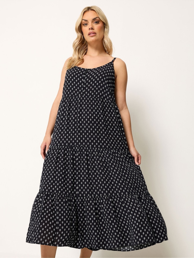 Yours Curve Black Tiered Maxi Dress - Image 1 of 5 Yours Curve Black Tiered Maxi Dress - Image 1 of 5