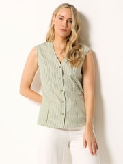 Long Tall Sally Green Stripe Belted Blouse - Image 1 of 5