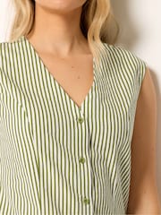 Long Tall Sally Green Stripe Belted Blouse - Image 4 of 5