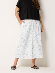 Yours Curve White Polka Dot Print Woven Culottes - Image 1 of 5