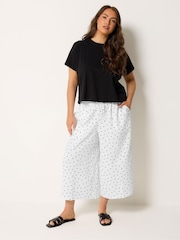 Yours Curve White Polka Dot Print Woven Culottes - Image 2 of 5