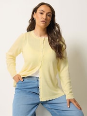 Yours Curve Yellow Scallop Edge Cardigan - Image 1 of 5