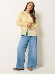 Yours Curve Yellow Scallop Edge Cardigan - Image 3 of 5