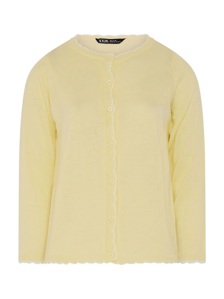 Yours Curve Yellow Scallop Edge Cardigan - Image 5 of 5