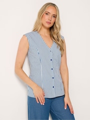 Long Tall Sally Blue Stripe Belted Blouse - Image 1 of 6