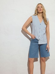 Long Tall Sally Blue Stripe Belted Blouse - Image 4 of 6