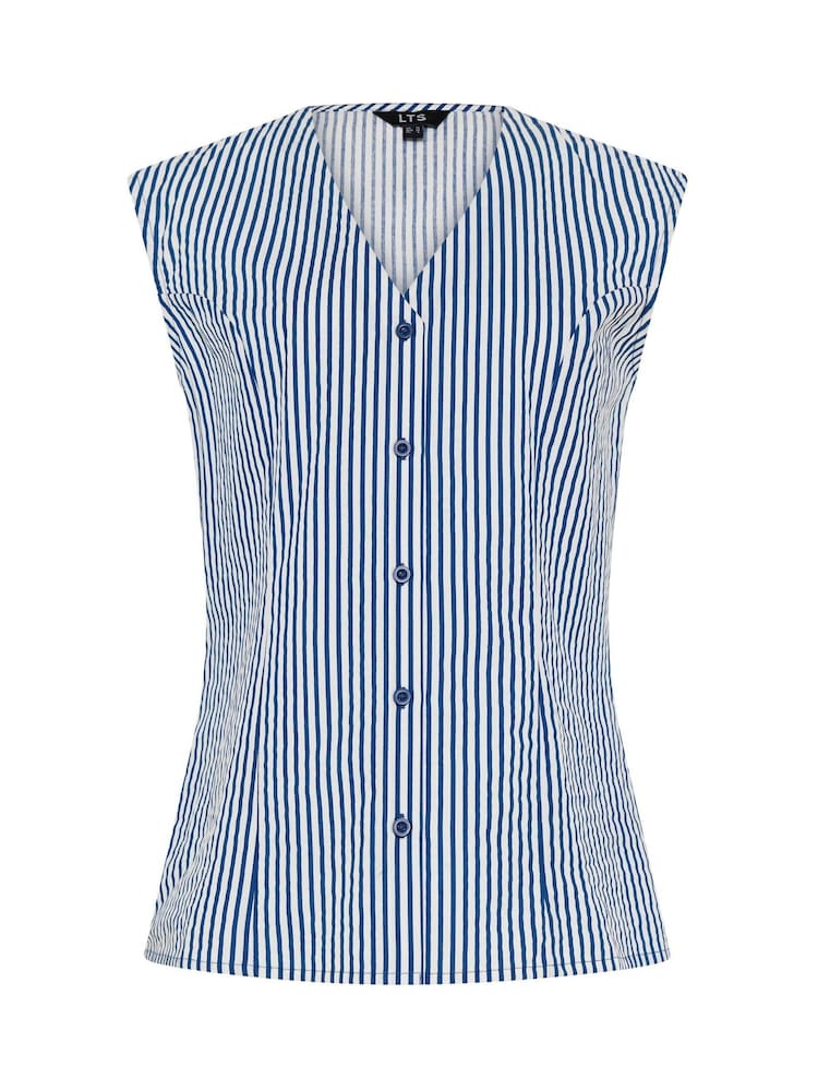 Long Tall Sally Blue Stripe Belted Blouse - Image 6 of 6 Long Tall Sally Blue Stripe Belted Blouse - Image 6 of 6