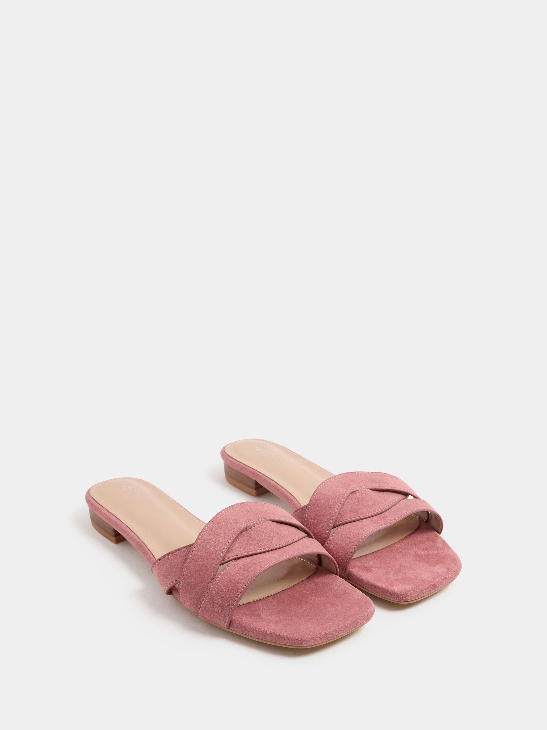 Long Tall Sally Women's Pink Twisted Block Mule Sandals - Image 1