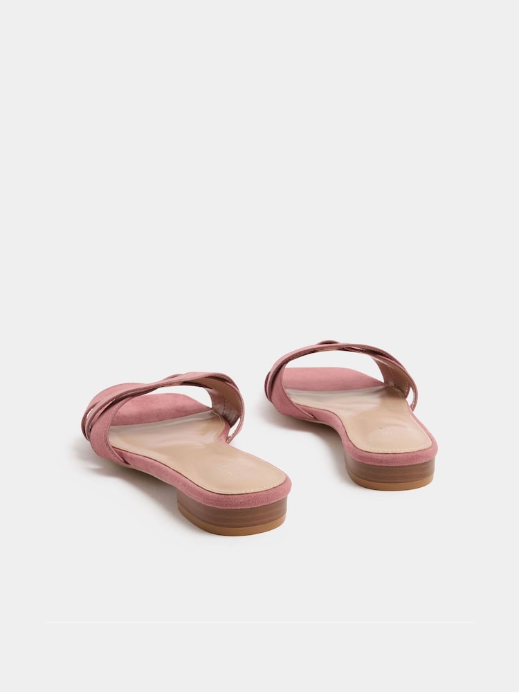Long Tall Sally Pink Twisted Block Mule Sandals - Image 2 of 4
