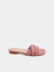 Long Tall Sally Pink Twisted Block Mule Sandals - Image 3 of 4