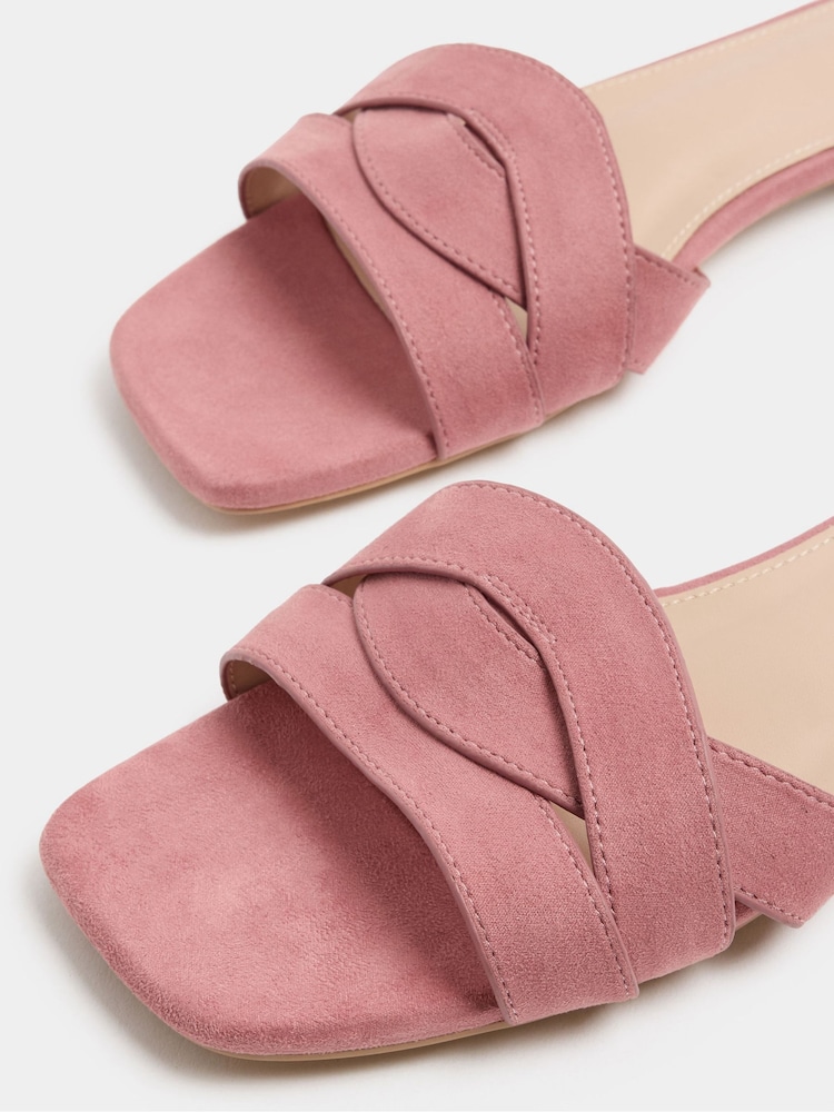 Long Tall Sally Pink Twisted Block Mule Sandals - Image 4 of 4