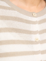 Yours Curve Natural Stripe Crew Neck Cardigan - Image 4 of 5