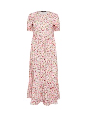 PixieGirl Petite Pink Puff Sleeve Floral Maxi Dress - Image 5 of 5
