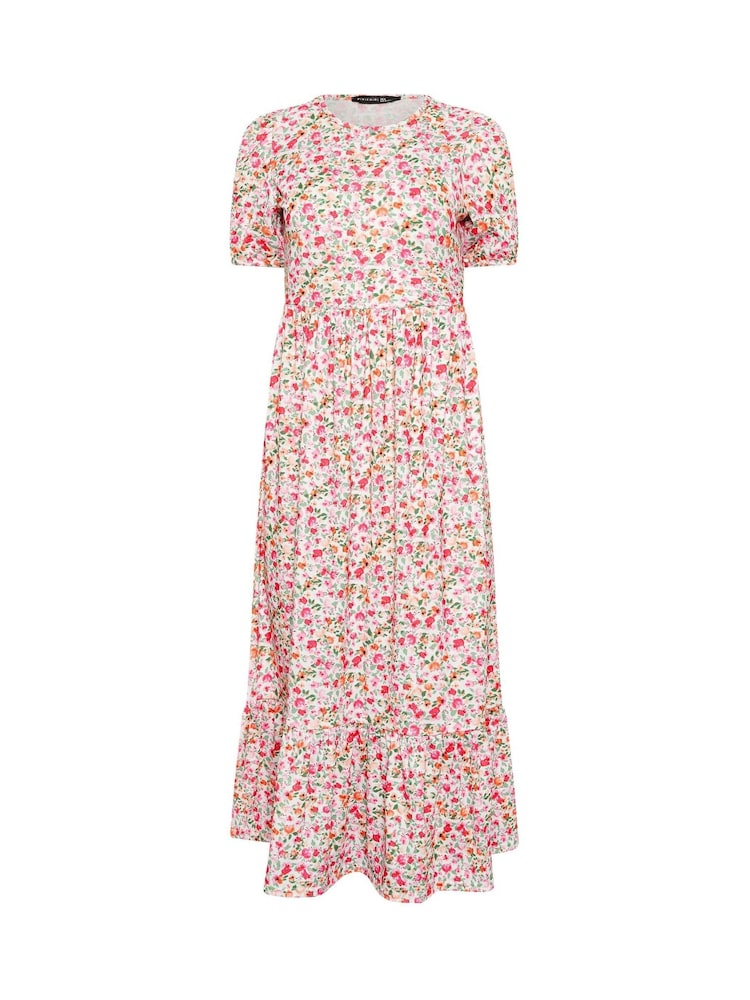 PixieGirl Petite Pink Puff Sleeve Floral Maxi Dress - Image 5 of 5