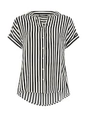 Yours Curve Black Stripe Button Up Blouse - Image 5 of 5
