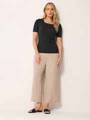 Long Tall Sally Black Scoop Neck Button T-Shirt - Image 3 of 5