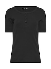 Long Tall Sally Black Scoop Neck Button T-Shirt - Image 5 of 5