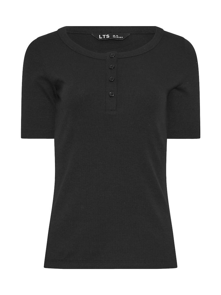 Long Tall Sally Black Scoop Neck Button T-Shirt - Image 5 of 5