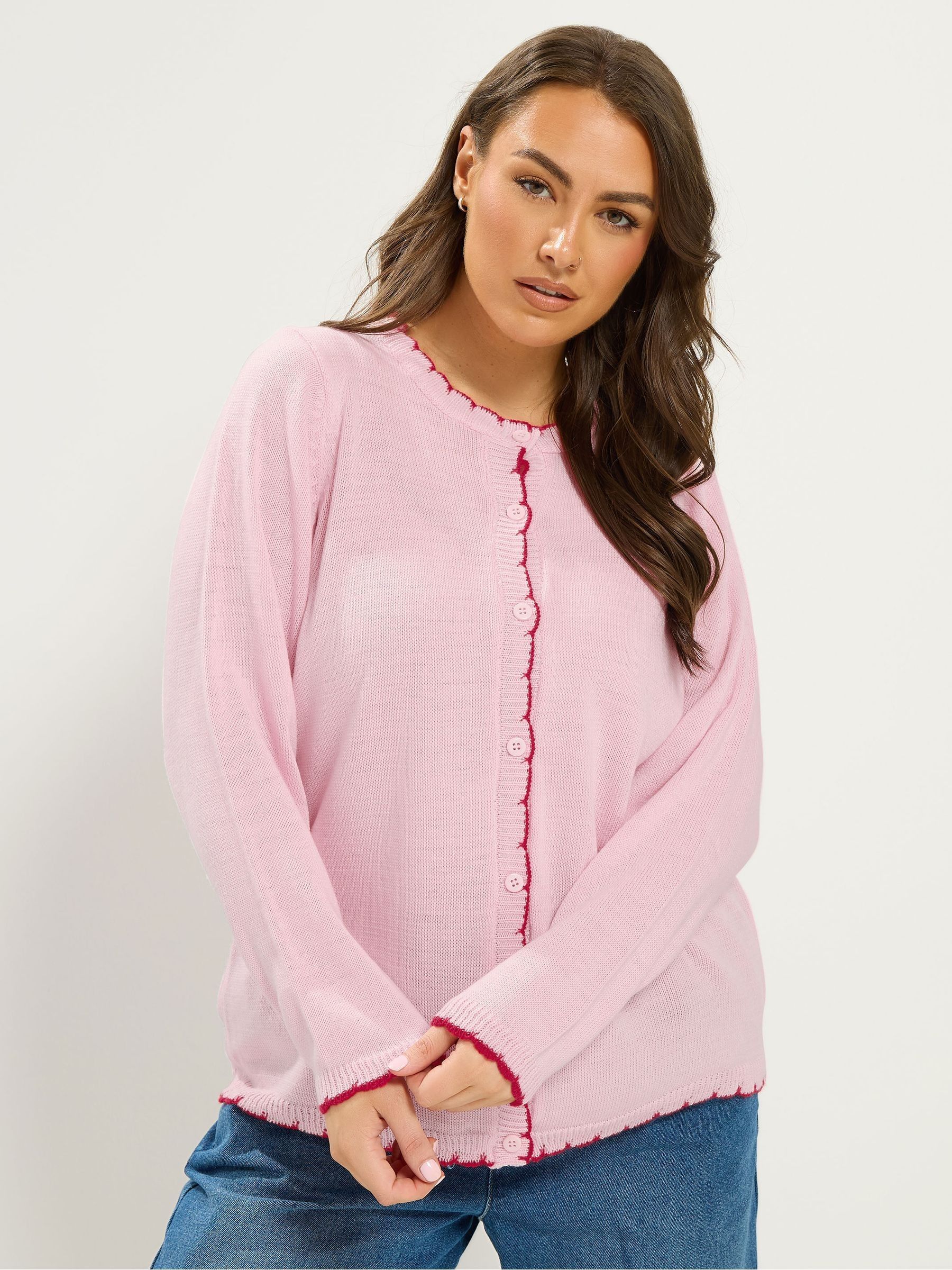 Buy Yours Curve Pink Scallop Edge Cardigan from the Next UK online