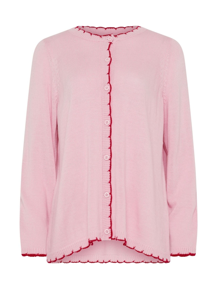 Yours Curve Pink Scallop Edge Cardigan - Image 6 of 6