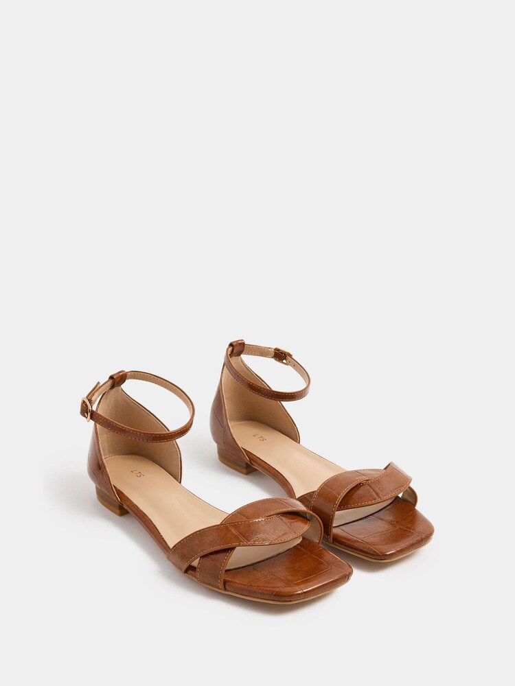 Long Tall Sally Brown Twisted Low Heel Sandals - Image 1 of 3 Long Tall Sally Brown Twisted Low Heel Sandals - Image 1 of 3