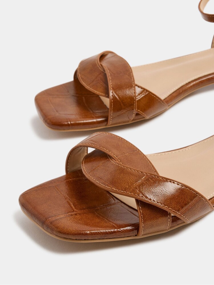 Long Tall Sally Brown Twisted Low Heel Sandals - Image 3 of 3 Long Tall Sally Brown Twisted Low Heel Sandals - Image 3 of 3