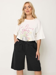 Yours Curve Black Pull On Denim Jorts - Image 1 of 5