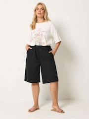 Yours Curve Black Pull On Denim Jorts - Image 2 of 5