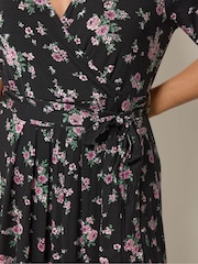 Yours Curve Black Wrap Front Dress - Image 4 of 5