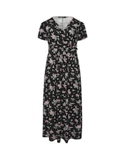 Yours Curve Black Wrap Front Dress - Image 5 of 5