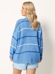 Yours Curve Blue Stripe Cardigan - Image 3 of 5